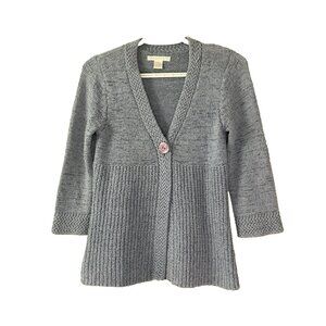 Sarah Spencer Y2K Vintage Womens S Dusty Blue Cardigan Chunky Button 3/4 Sleeve